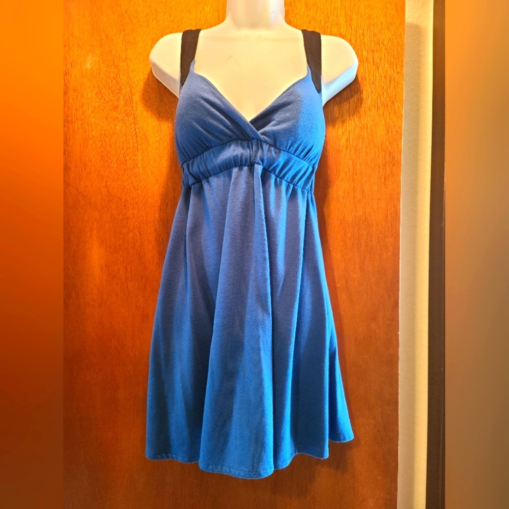 Miss Chievous navy blue & black cute cotton sundress szS